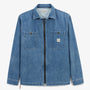 Men's blue denim cotton zip-up shirt jacket by Serge Blanco
