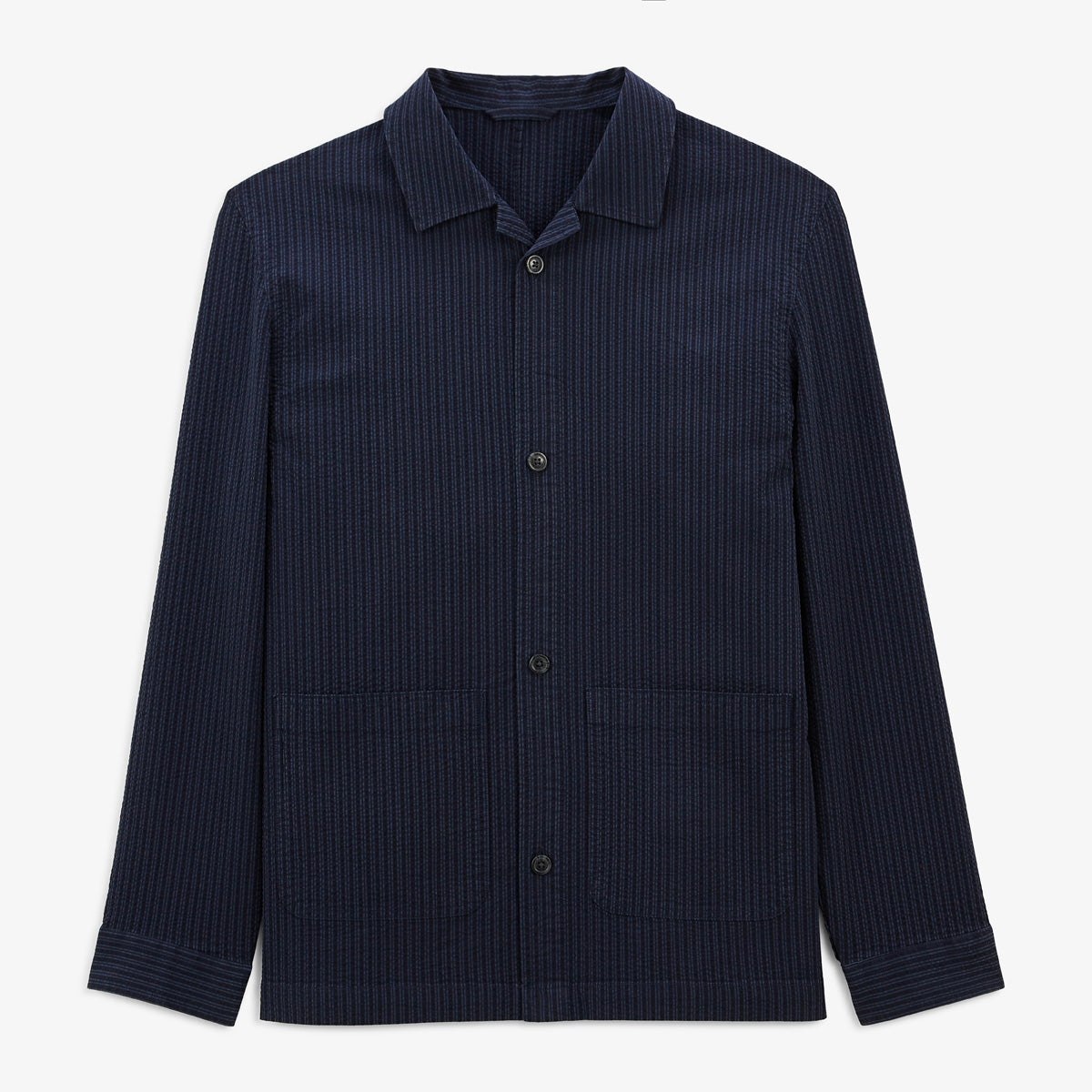 Waël Men's Dark Navy Seersucker Worker Jacket SERGE BLANCO