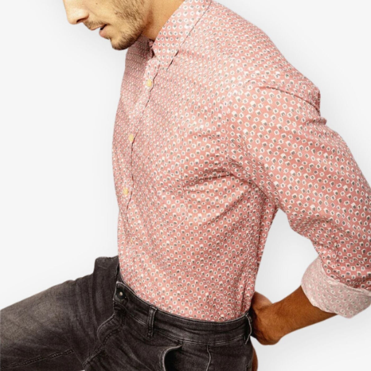 Camisa de manga larga de popelín con estampado contemporáneo