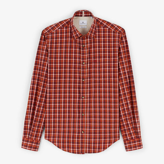 Camisa de manga larga a cuadros rojo ladrillo