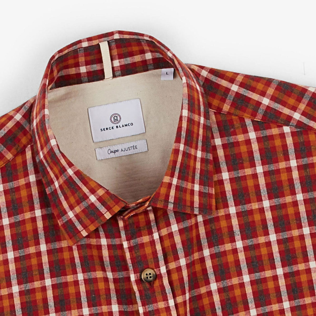 Camisa de manga larga a cuadros rojo ladrillo