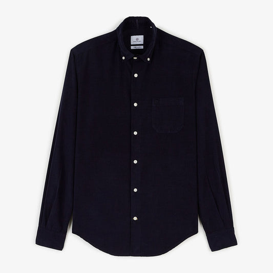 Camisa de manga larga lisa azul oscuro