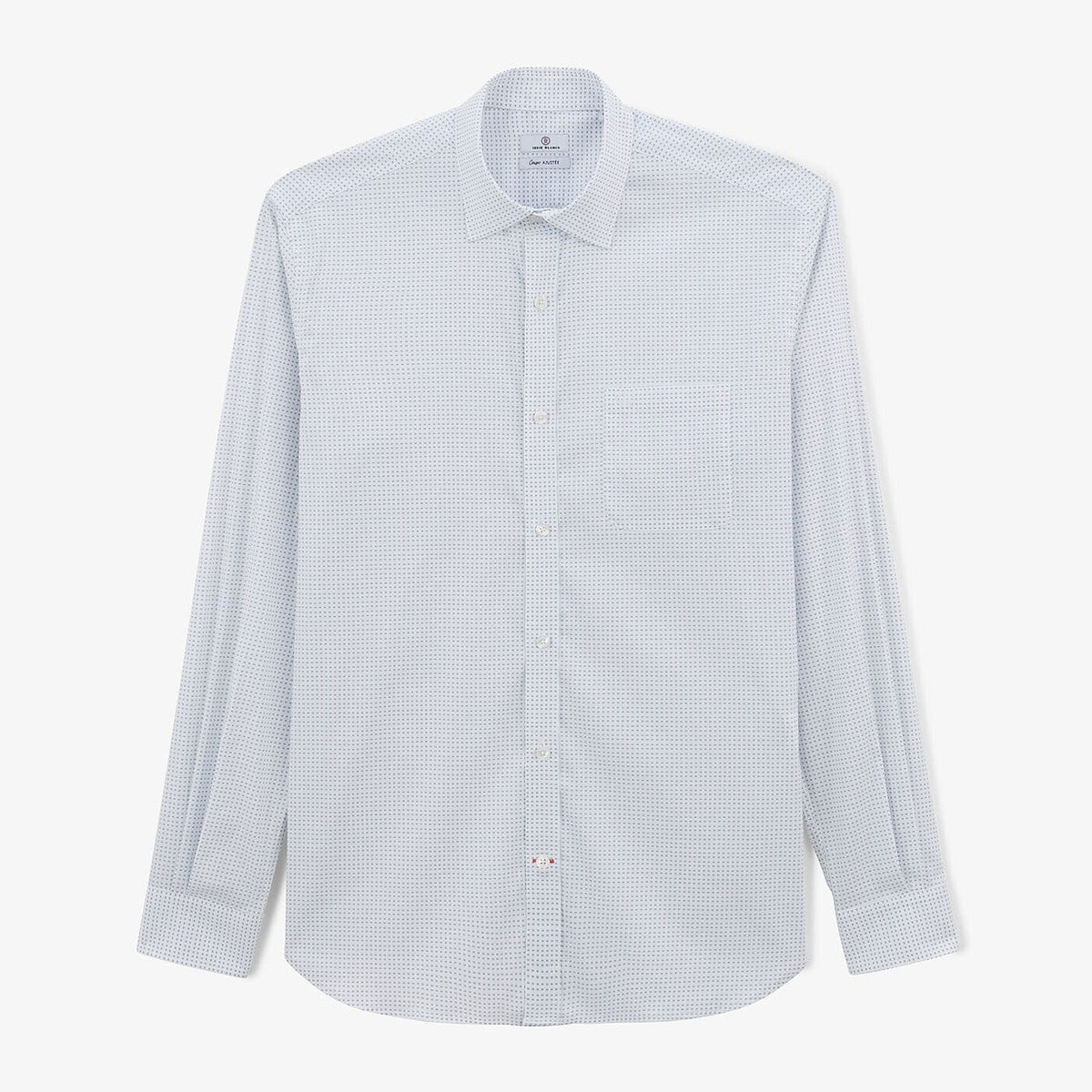 Camisa estampada en color blanco roto con mangas largas