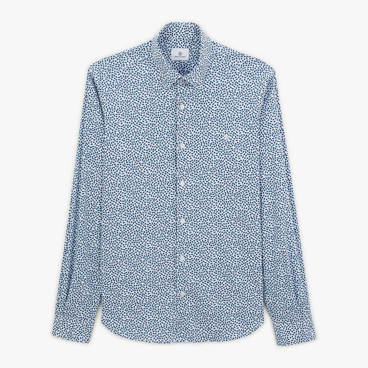 Camisa estampada azul de manga larga