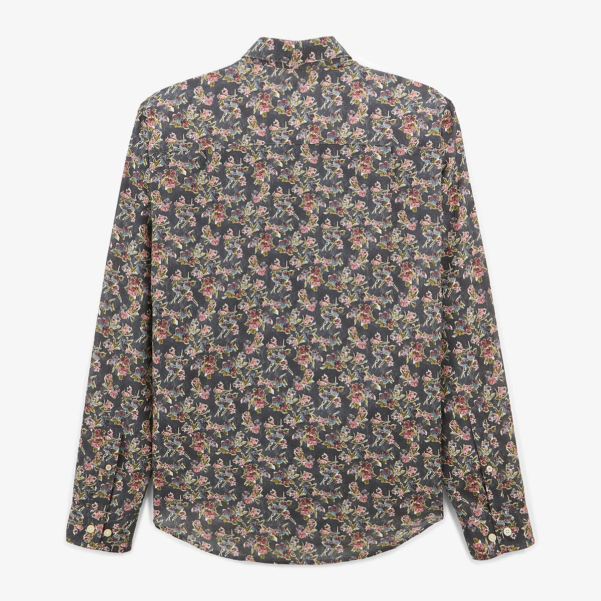 Camisa verde oliva de manga larga con estampado floral