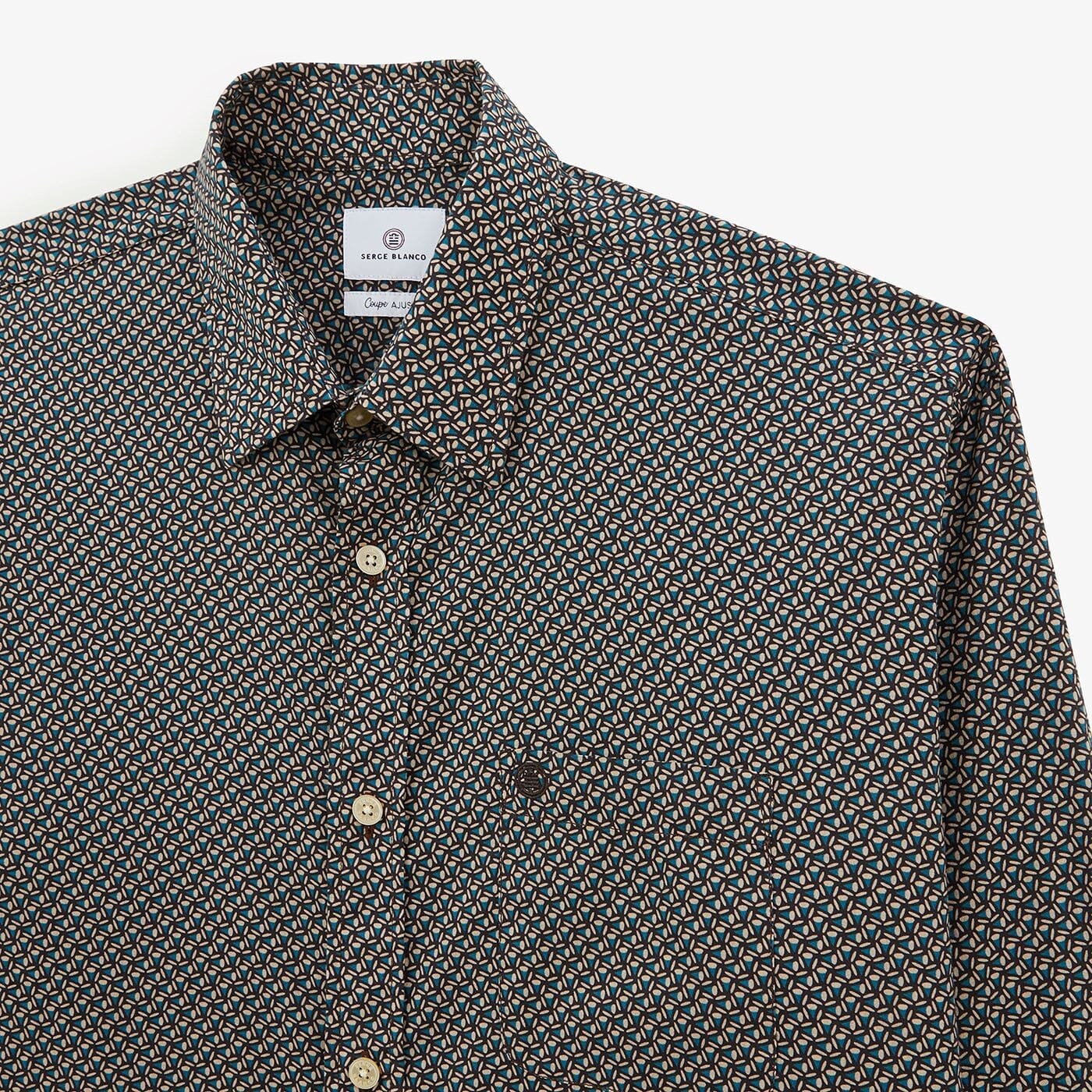 Camisa amatista de manga larga en tejido de fantasía