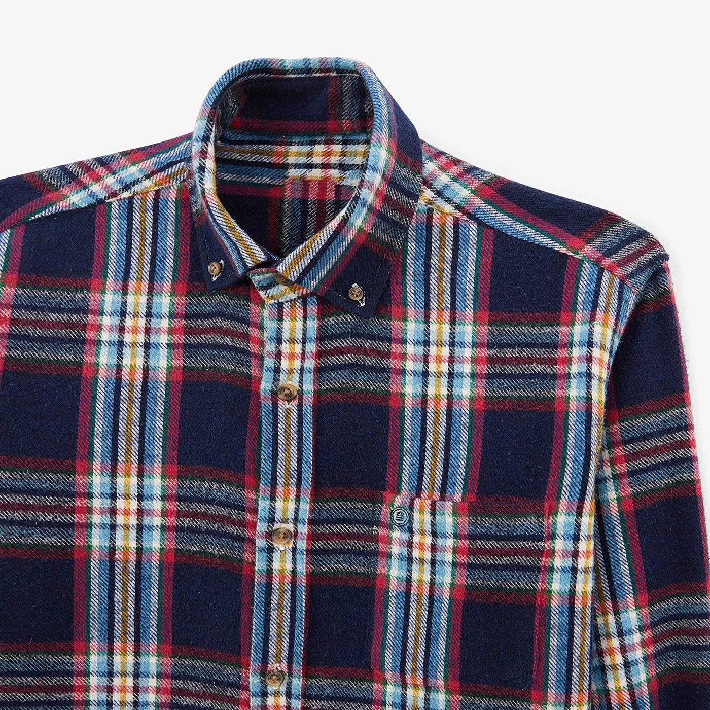 Camisa PLAY a cuadros azul oscuro de manga larga de algodón