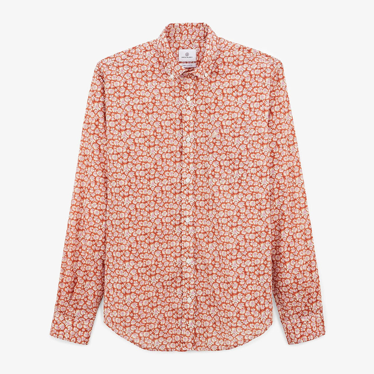 Camisa naranja cobrizo de manga larga con estampado floral