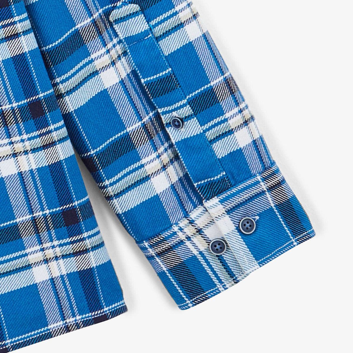 Camisa de cuadros azul océano de manga larga de algodón