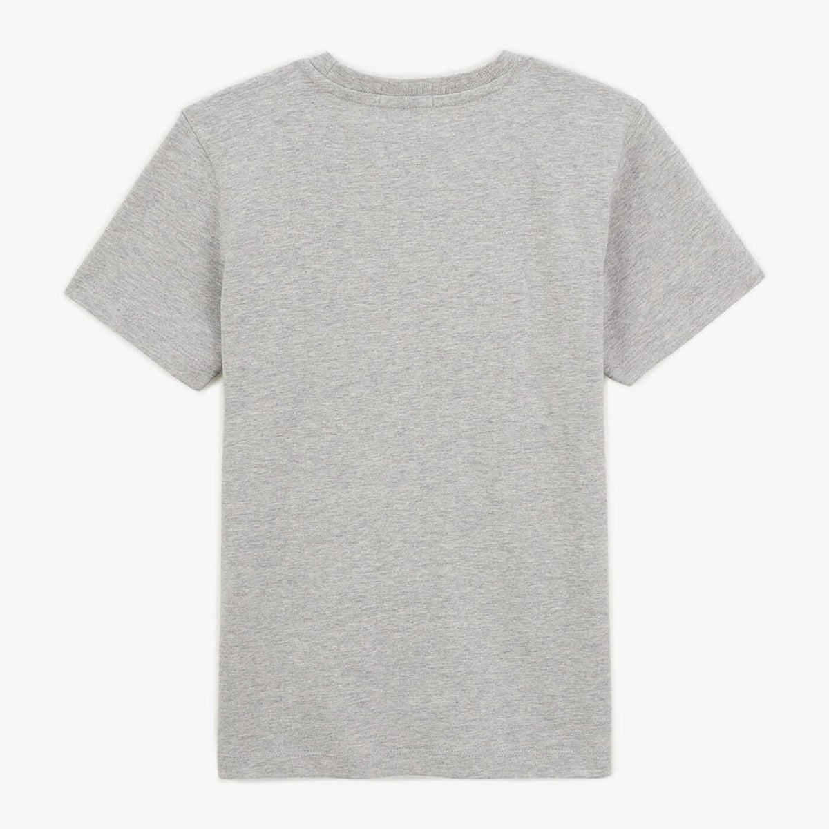 Camiseta junior de cuello redondo en algodón gris jaspeado