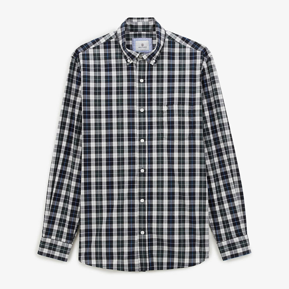 Camisa de manga larga a cuadros azul oscuro