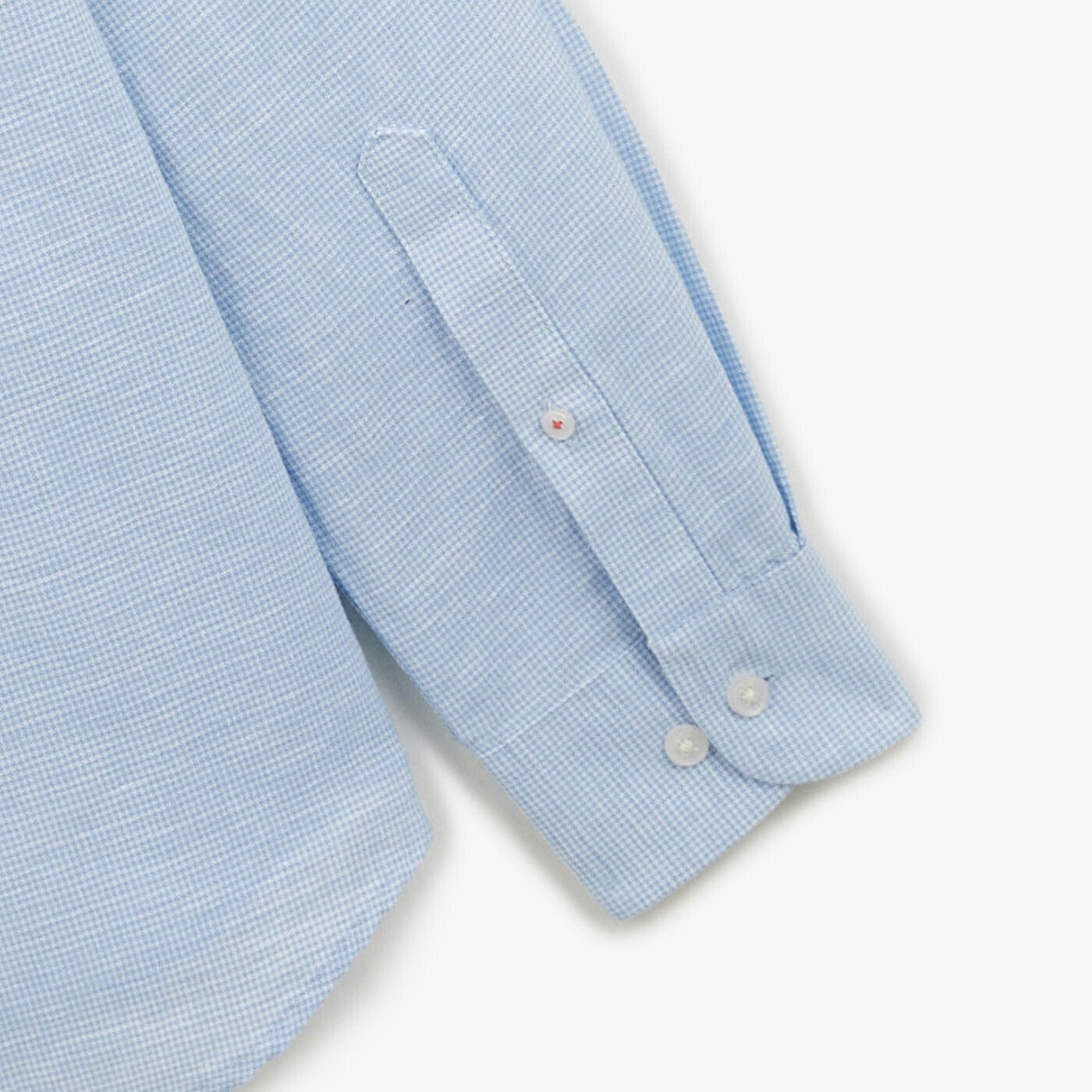 Camisa regular azul cielo de tejido de lino y algodón