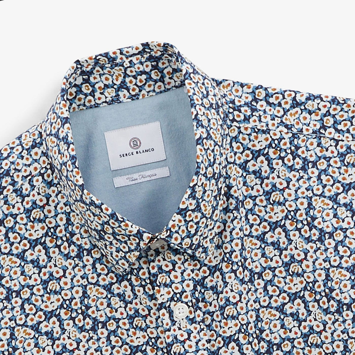 Camisa regular azul con estampado de margaritas