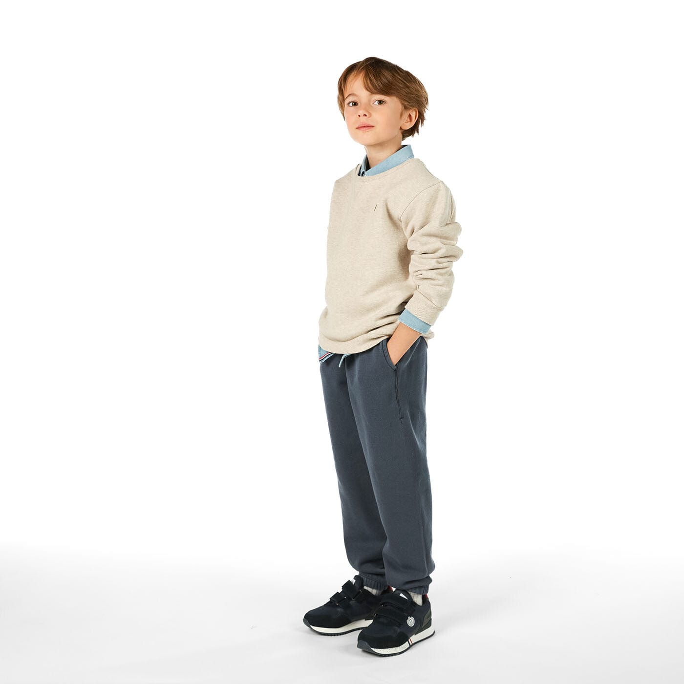 Pantalón de chándal de felpa azul oscuro para niño