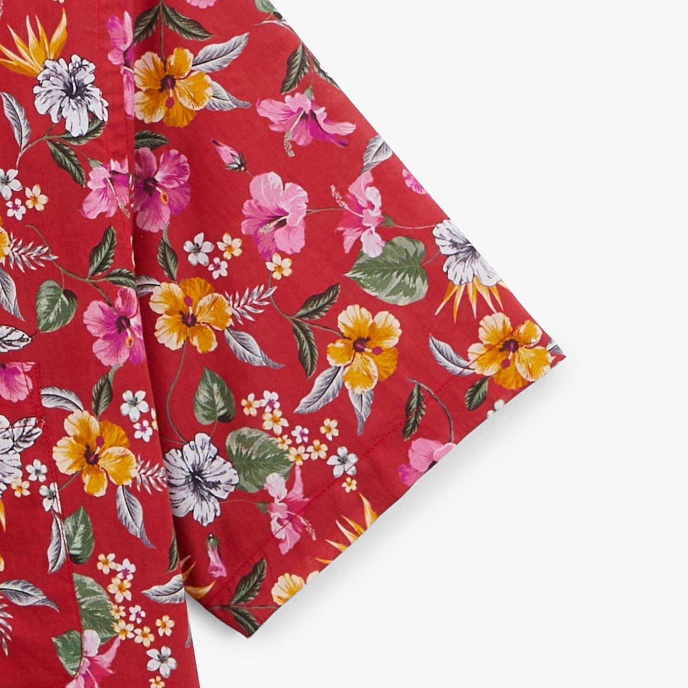 Camisa de manga corta regular roja con estampado floral