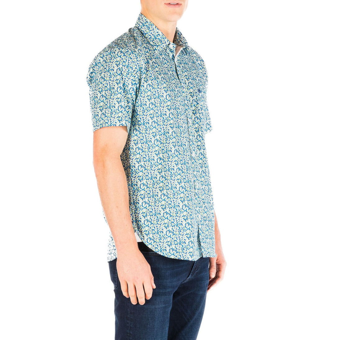 Camisa de manga corta regular azul celeste con estampado floral