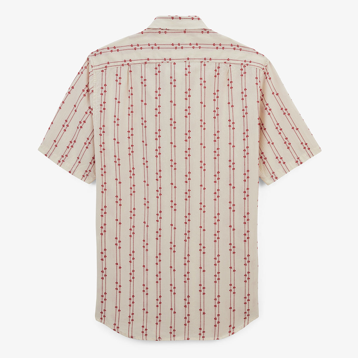 Camisa jacquard de manga corta con flores bordadas en algodón blanco HOMBRE SERGE BLANCO