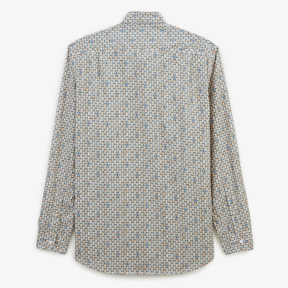 Camisa de manga larga de algodón con estampado de rombos y pulpos verde arcilla HOMBRE SERGE BLANCO