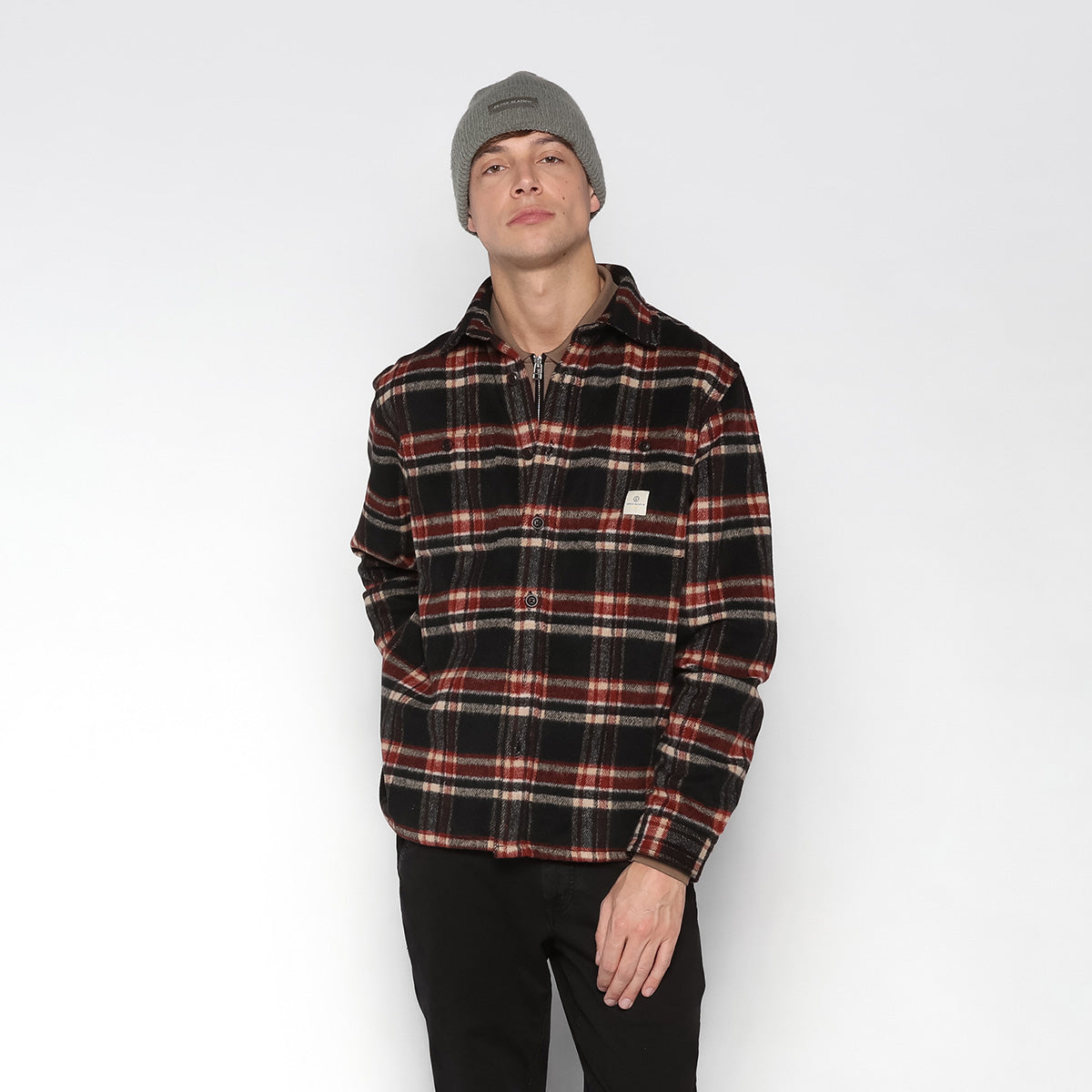 Camisa de manga larga a cuadros negra Clovis Play Hombre SERGE BLANCO