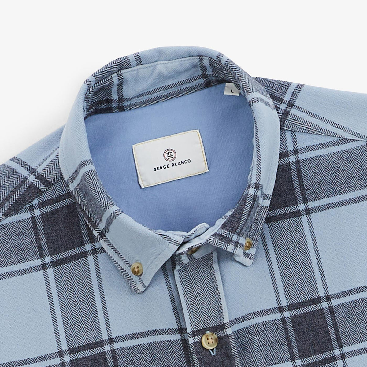 Camisa a cuadros azul aviador