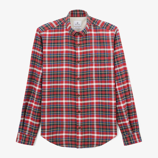 Camisa de manga larga a cuadros color ladrillo