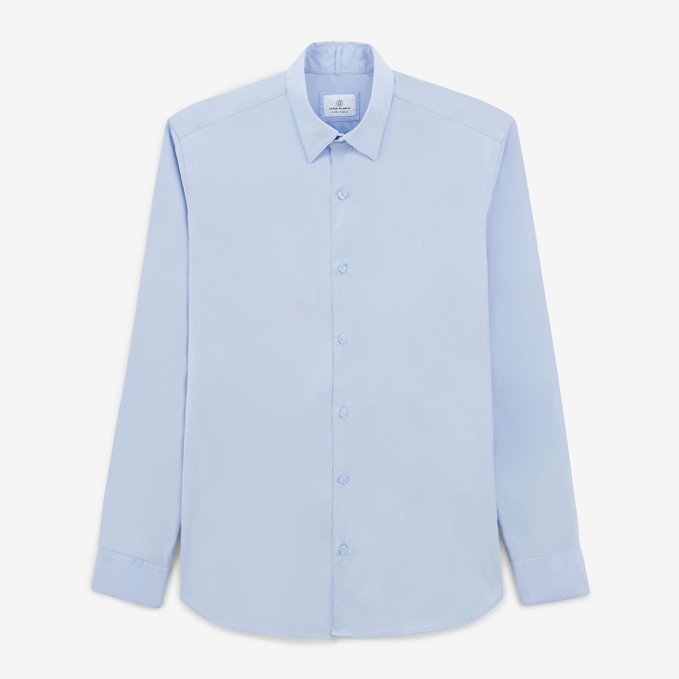 Camisa de manga larga lisa azul cielo