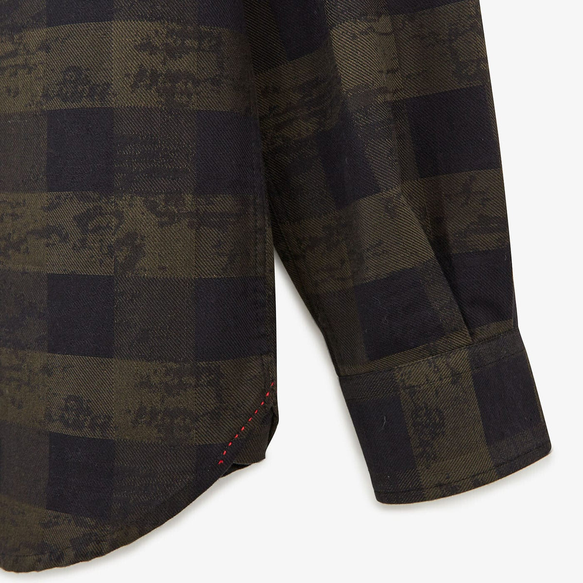 Camisa militar a cuadros de manga larga de algodón