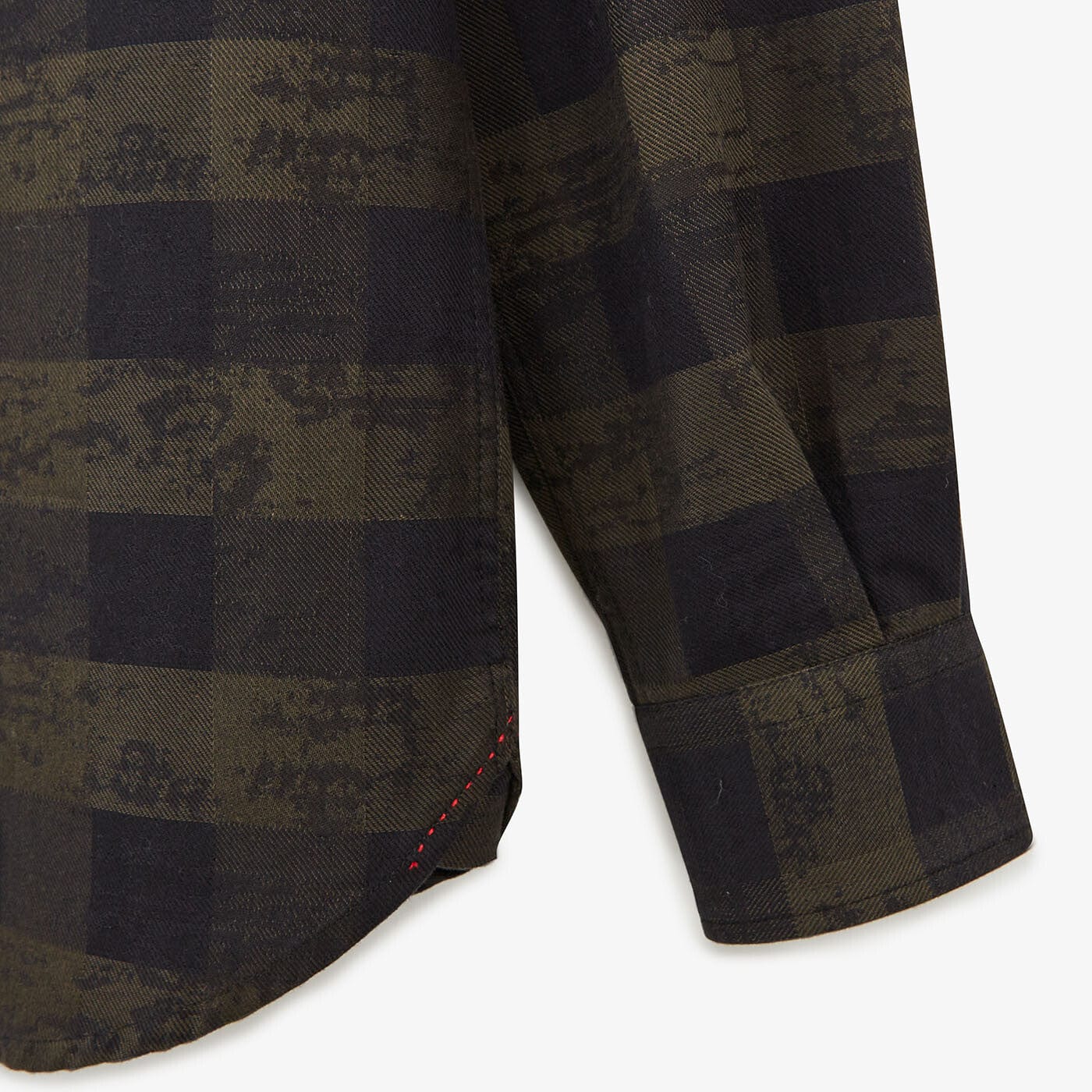 Camisa militar a cuadros de manga larga de algodón