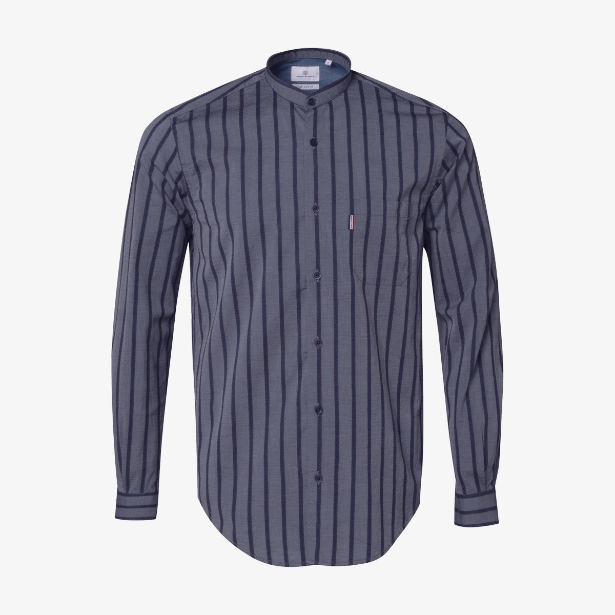 Camisa de hombre a rayas, corte ajustado, de algodón azul