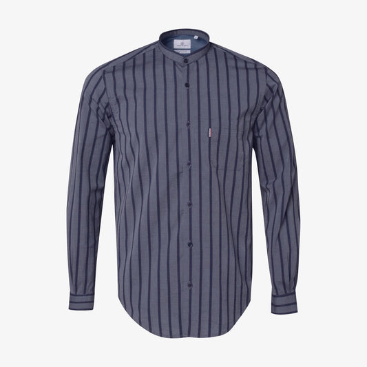 Camisa de hombre a rayas, corte ajustado, de algodón azul