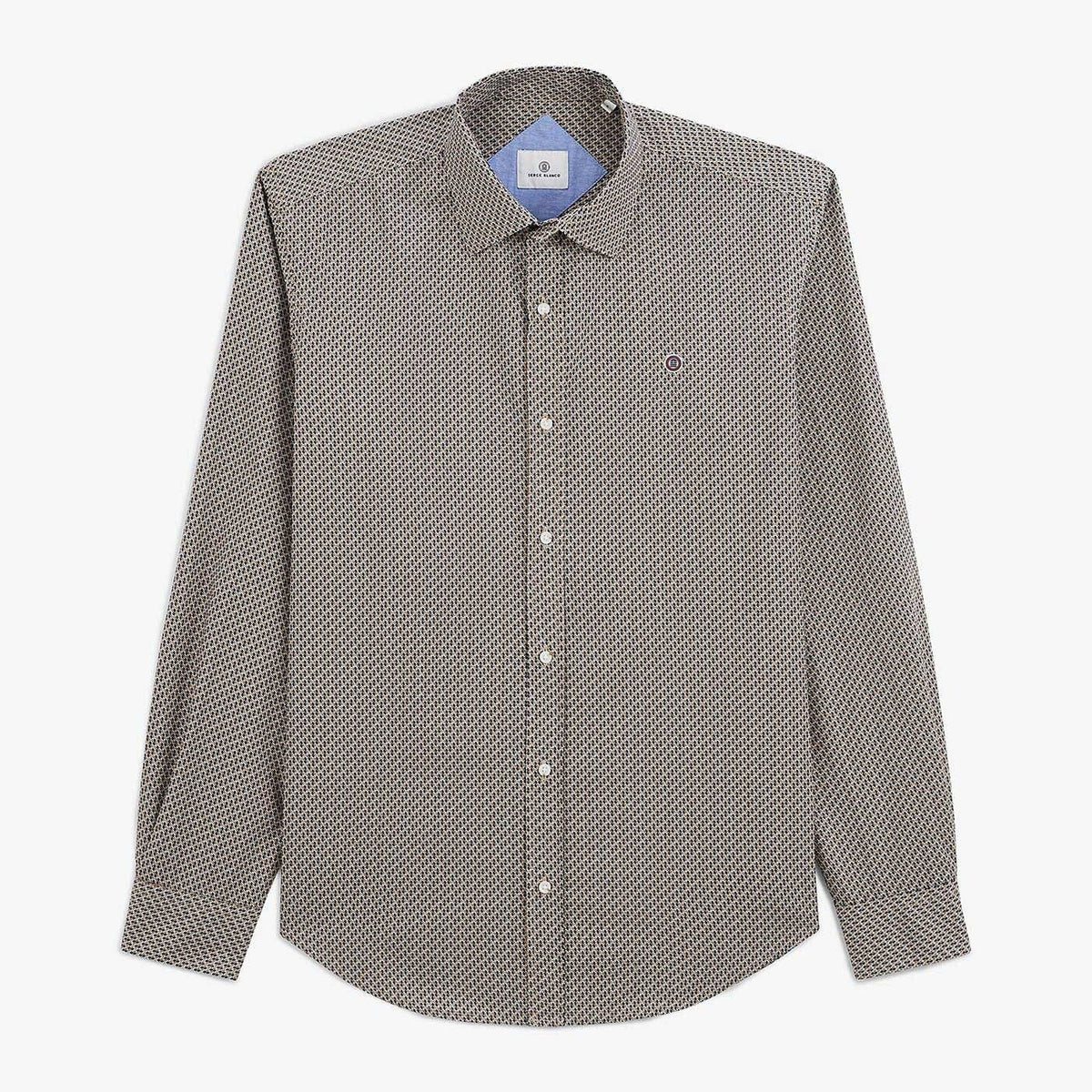 Camisa con estampado geométrico azul oscuro