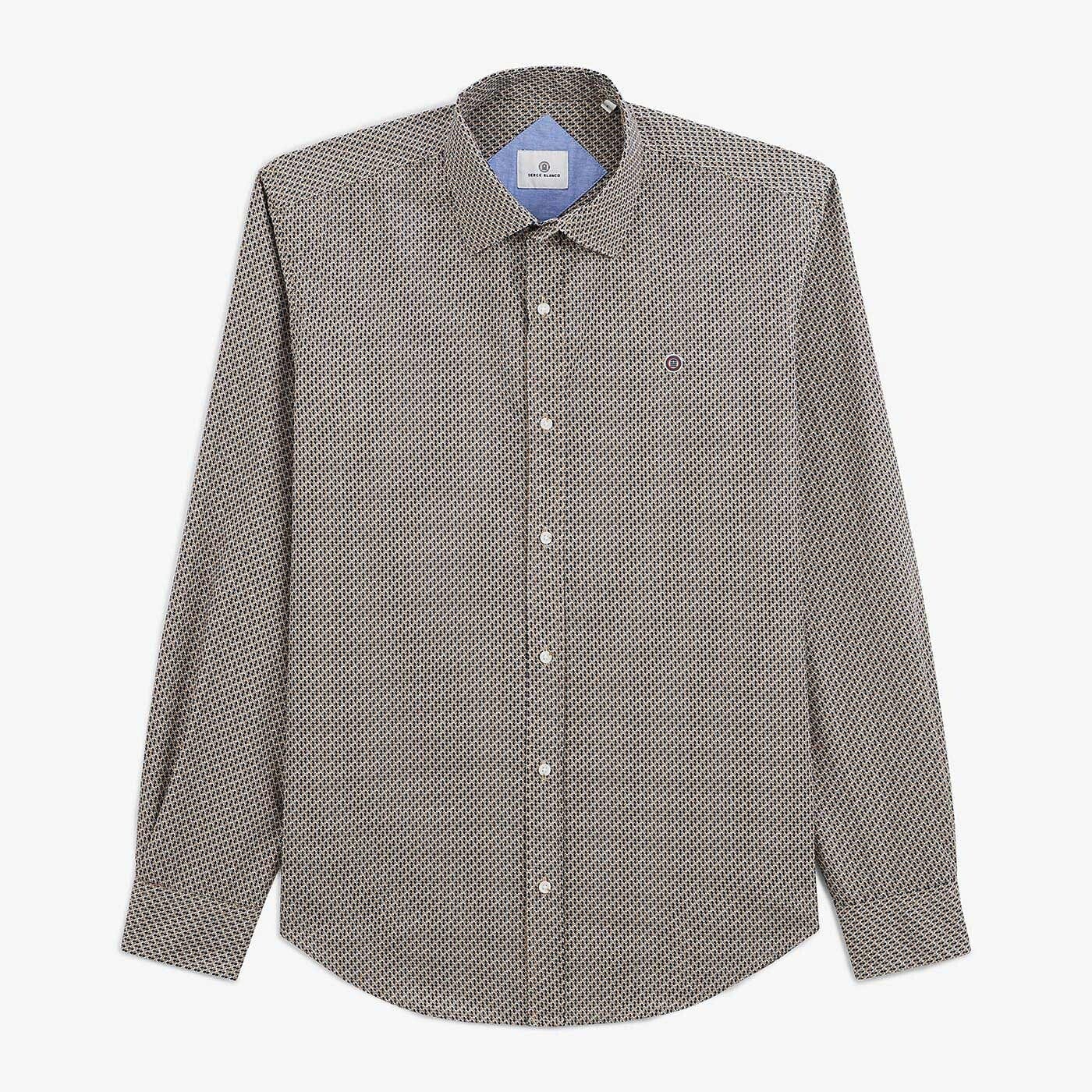 Camisa con estampado geométrico azul oscuro