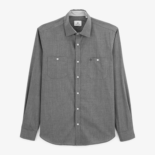 Camisa de manga larga de algodón gris antracita Charles para hombre SERGE BLANCO