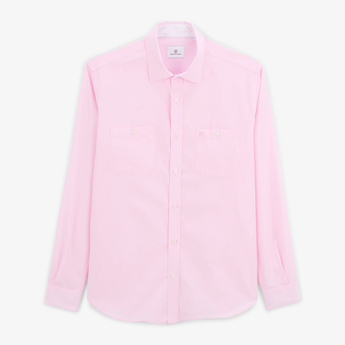 Camisa de manga larga de algodón rosa Charles para hombre SERGE BLANCO