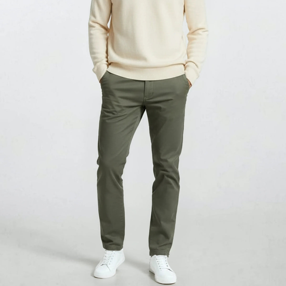 Chino 702 corte cómodo militar para hombre, sarga blanca 