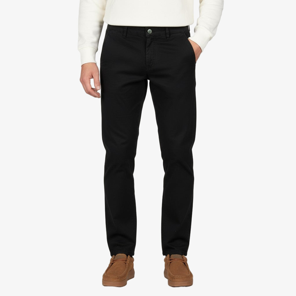 Pantalón chino 702 corte cómodo negro de algodón para hombre SERGE BLANCO