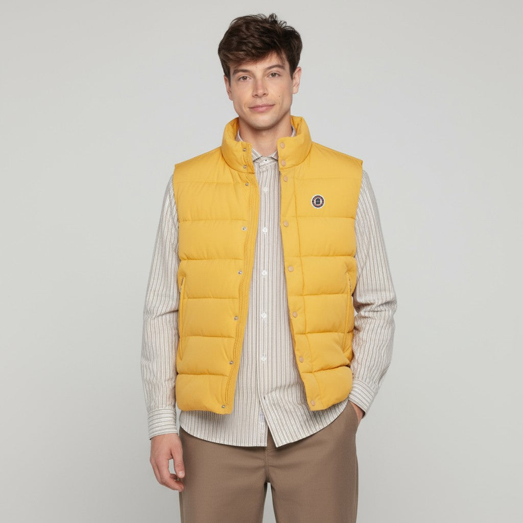 Chaqueta acolchada amarilla para hombre con botones a presión y bolsillos con cremallera Morzine