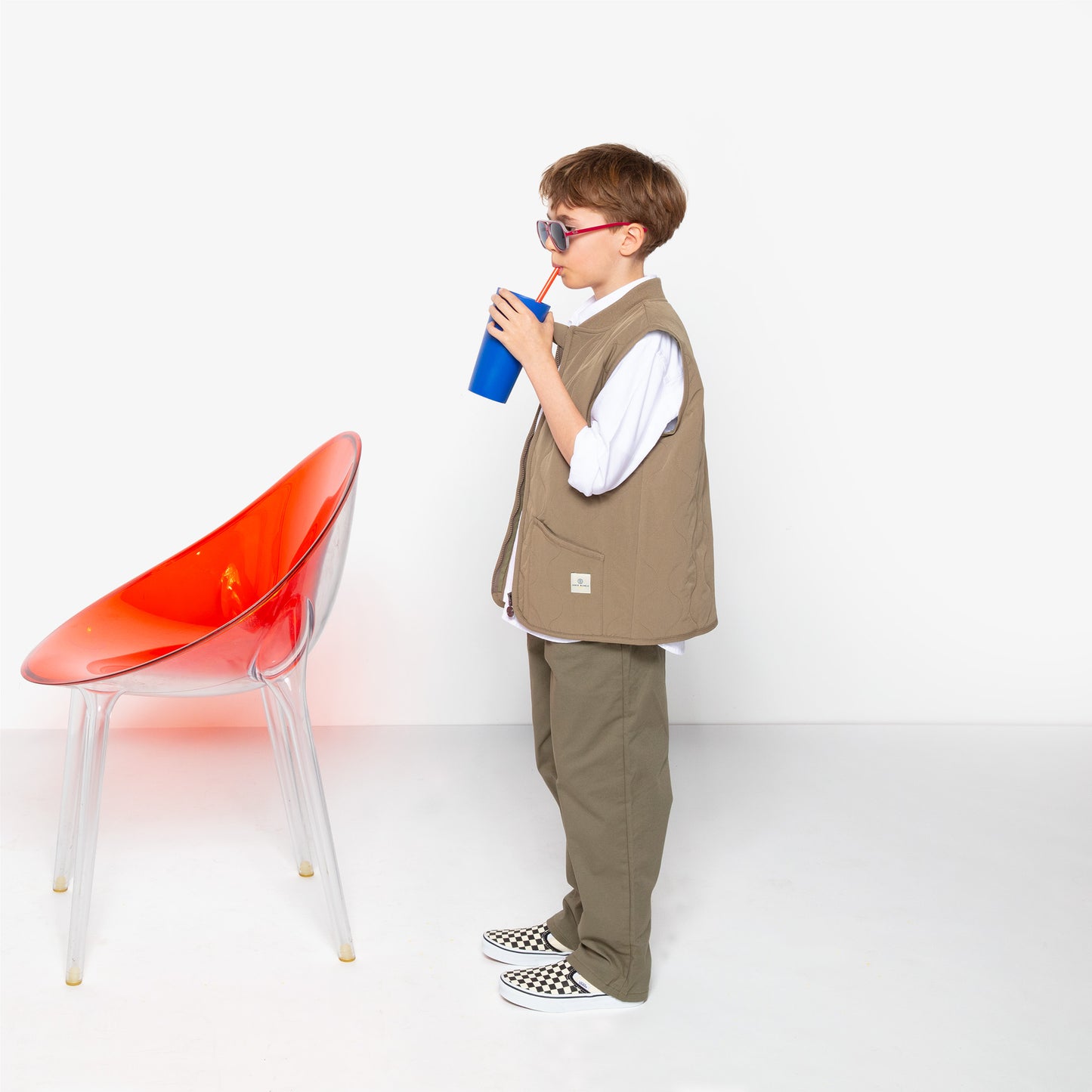 Camisa Oxford regular para niño, blanca