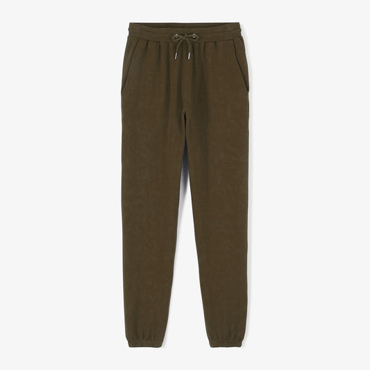 Pantalón de chándal de felpa cepillada marrón café de algodón para hombre SERGE BLANCO