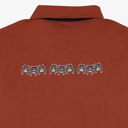 Camiseta de rugby de manga larga bordada en rojo calabaza para hombre SERGE BLANCO