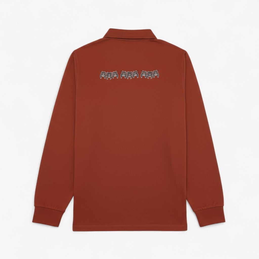 Camiseta de rugby de manga larga bordada en rojo para hombre SERGE BLANCO 