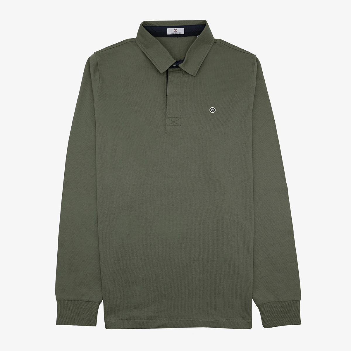 Camiseta de rugby de manga larga bordada verde oliva para hombre SERGE BLANCO
