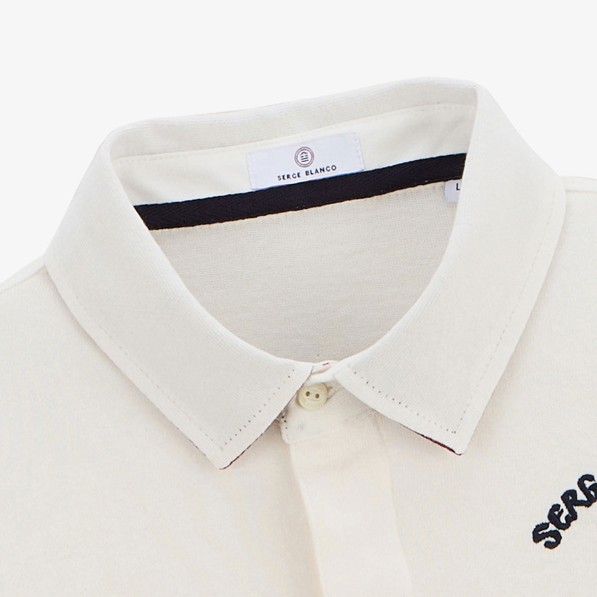 Camiseta de rugby de manga larga de algodón blanco marfil Lior para hombre SERGE BLANCO