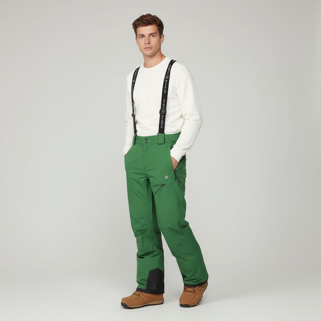 Pantalones de esquí Cortina verde oliva para hombre, sarga blanco