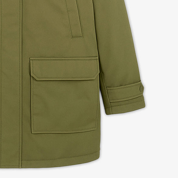 Parka de invierno John verde caqui para hombre, sarga blanco