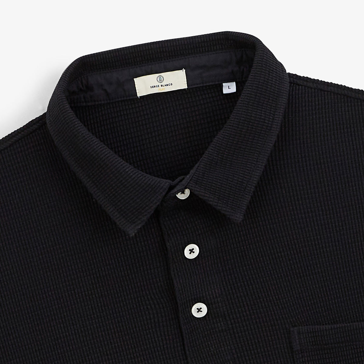 Polo Logano negro con relieve para hombre SERGE BLANCO