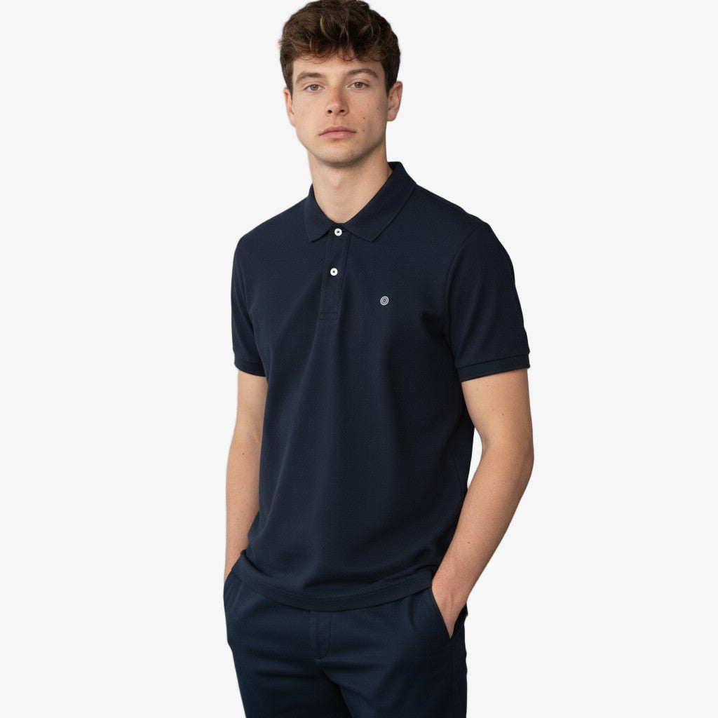 Polo de manga corta Lucas de piqué de algodón azul oscuro para hombre SERGE BLANCO