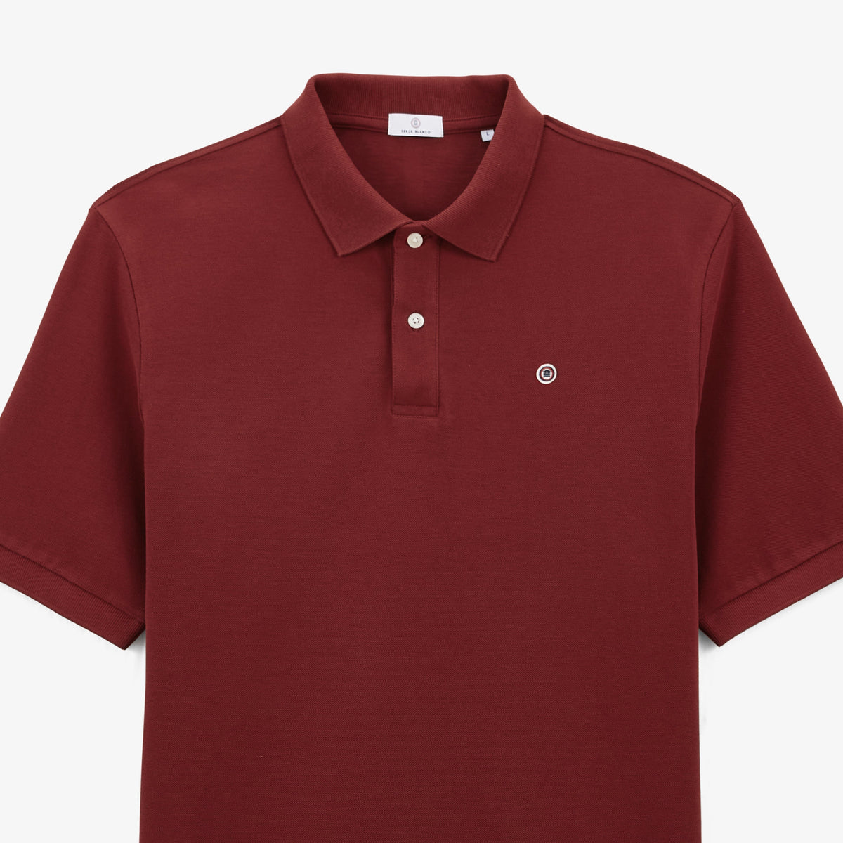 Polo de punto piqué de algodón Lucas rojo burdeos para hombre, sarga blanco