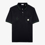 Polo de manga corta estampado negro Section Paloise hombre sarga blanco