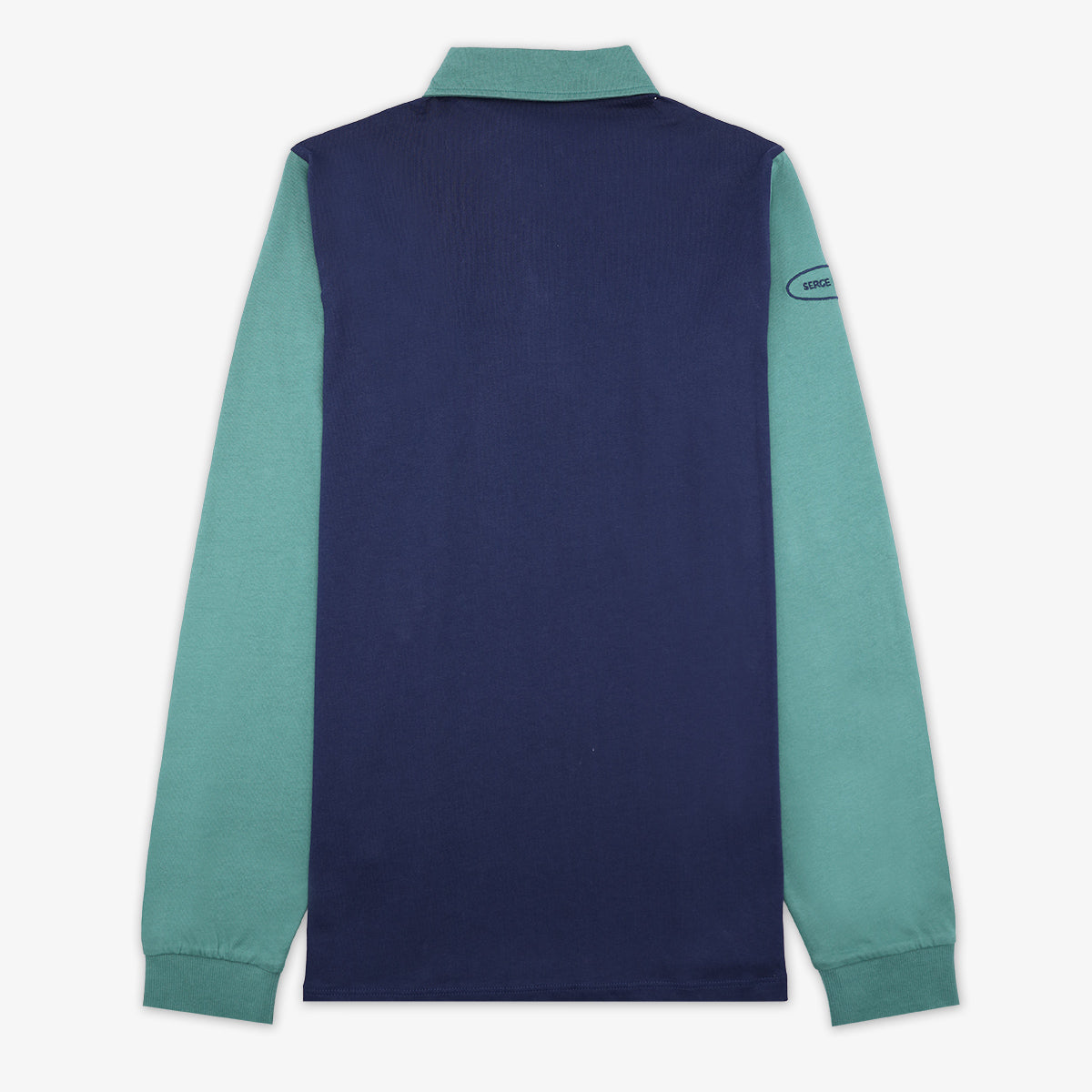 Polo de manga larga de algodón azul marino Livio para hombre, sarga blanco